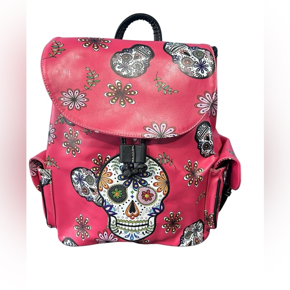 Western Sugar Skull Day of the Dead Pink Conceal Carry Backpack NWT